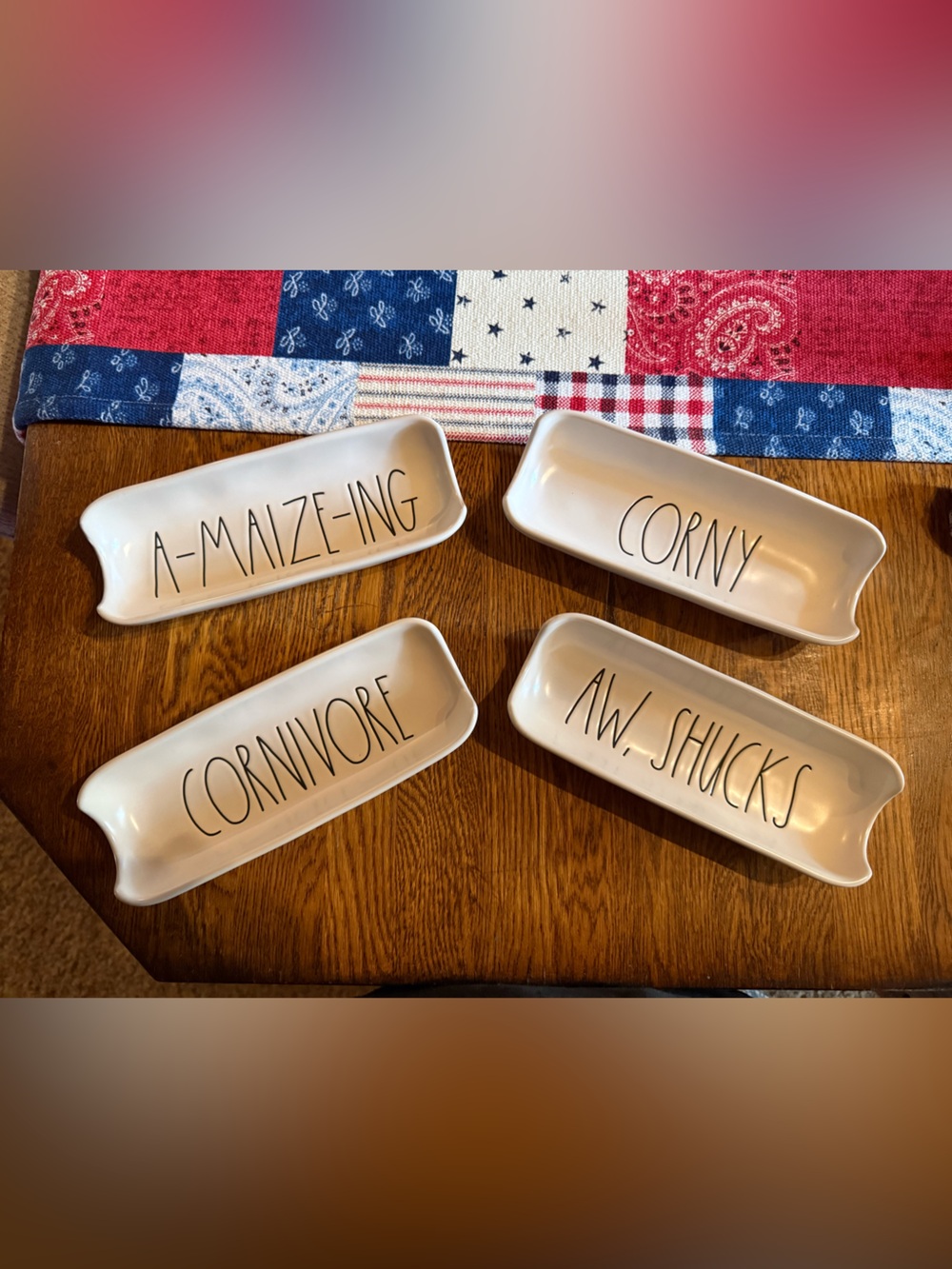 Rae Dunn Set of 4 White Corn Dishes